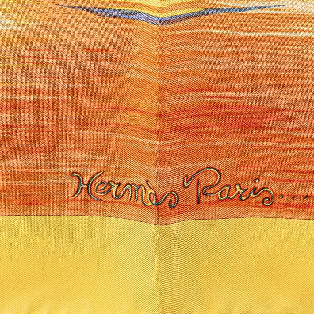 Hermès Les Perles de Turkana Silk Scarf Yellow Silk Good condition - Back View