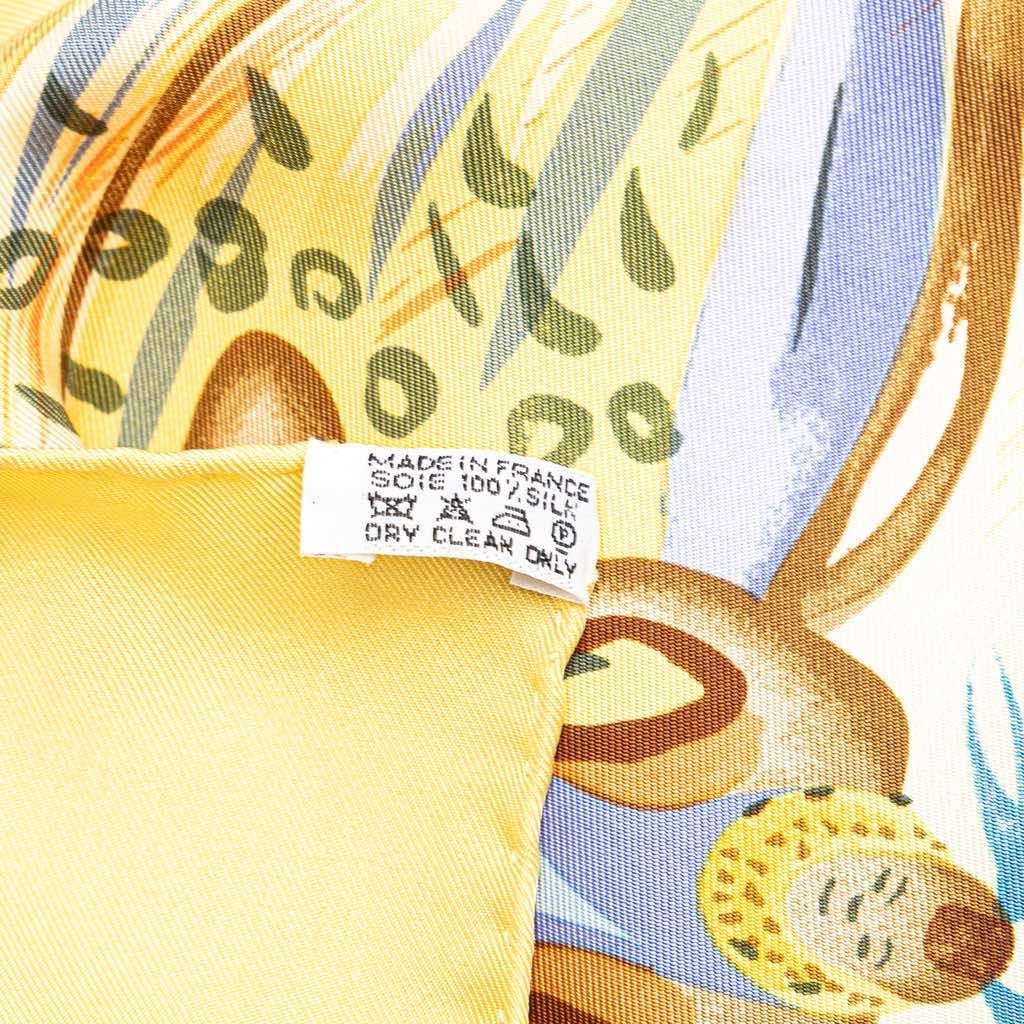 Hermès Les Perles de Turkana Silk Scarf Yellow Silk Good condition - Model View