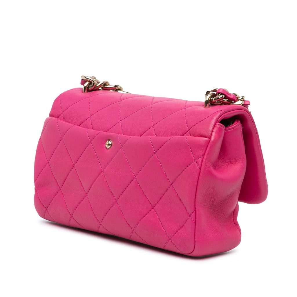 Chanel Small Lambskin Elegant Chain Single Flap Pink Leather Very good condition - Back View