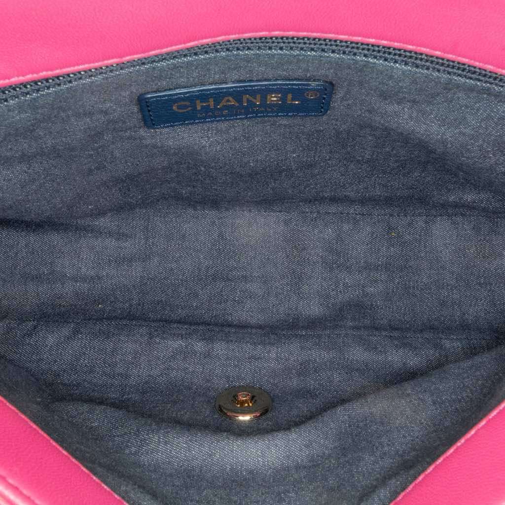 Chanel Small Lambskin Elegant Chain Single Flap Pink Leather Very good condition - Inside View