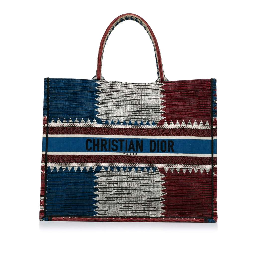 Dior Large French Flag Book Tote Blue Canvas Very good condition - Front View