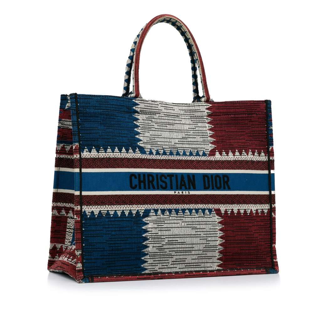 Dior Large French Flag Book Tote Blue Canvas Very good condition - Back View