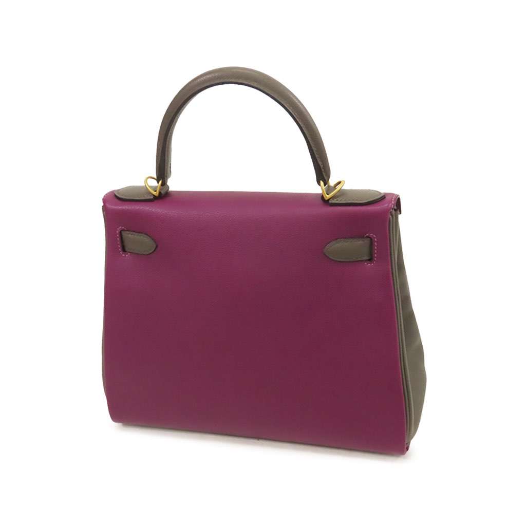 Hermès Special Order Evercolor Kelly II Retourne 28 Purple Leather Very good condition - Back View
