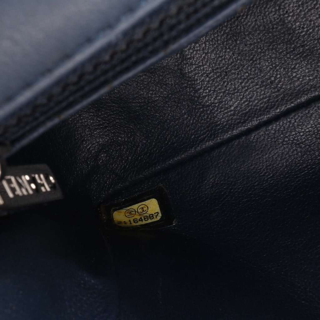 Chanel Mini Rectangular Classic Chevron Patent Single Flap Blue Leather Good condition - Box View