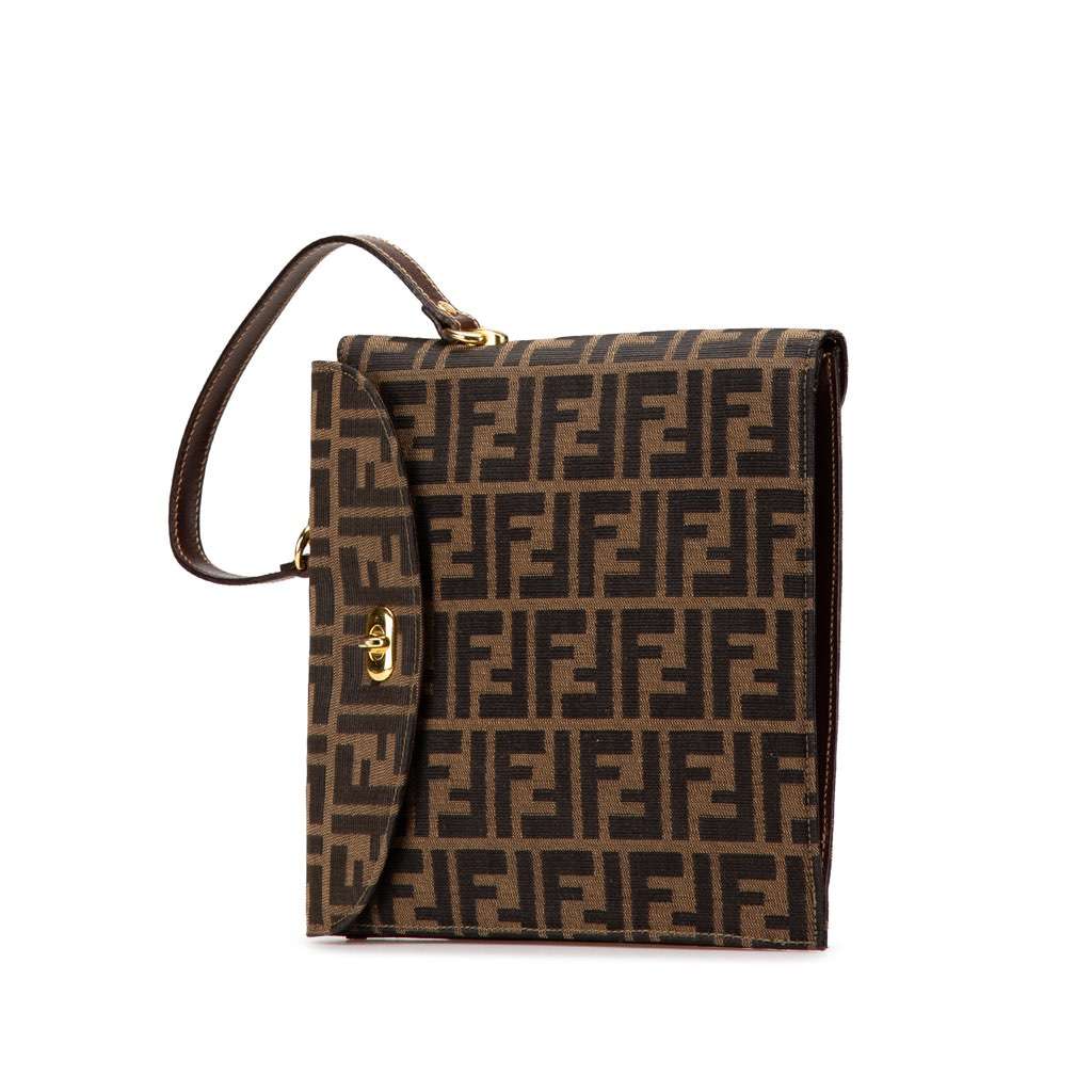 Fendi Zucca Canvas Handbag Brown Canvas Very good - Back View