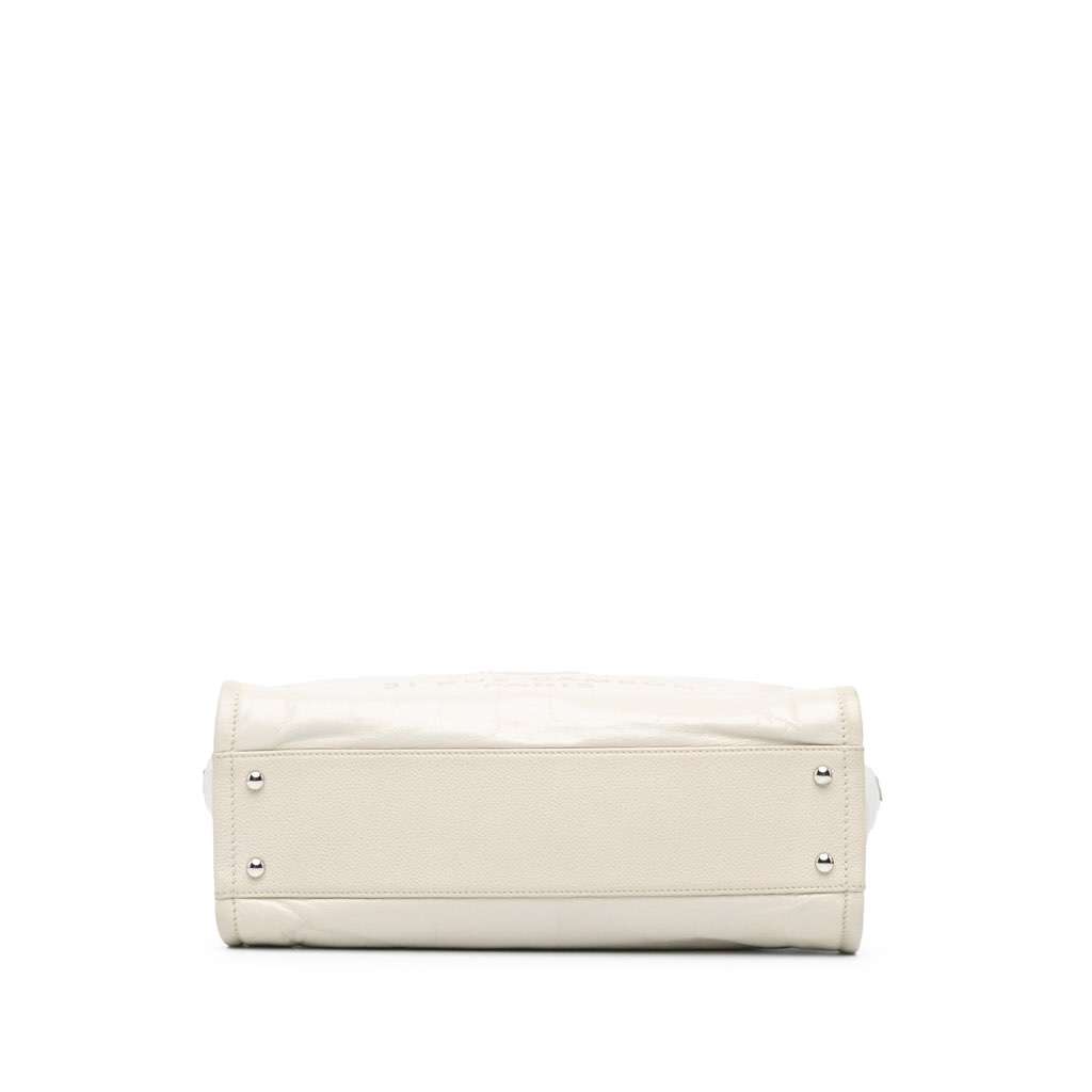 Chanel Small Glazed Calfskin Deauville Tote White Leather Good - Inside View