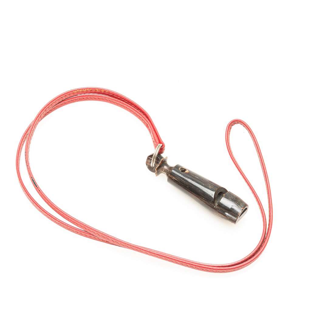 Hermès Leather and Wood Whistle Pendant Necklace Red Leather Good condition - Front View