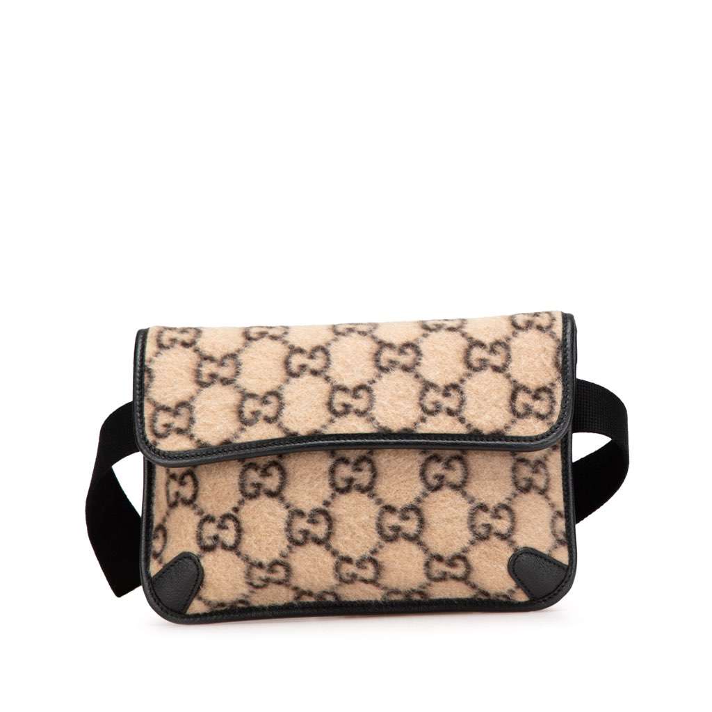 Gucci GG Wool Slim Belt Bag Brown Wool Very good - Front View