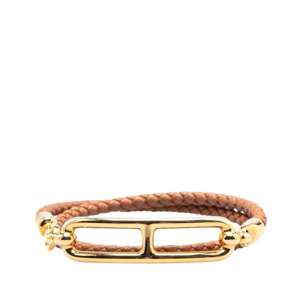 Hermès Swift Roulis Double Tour Bracelet Brown Leather Good condition - Front View