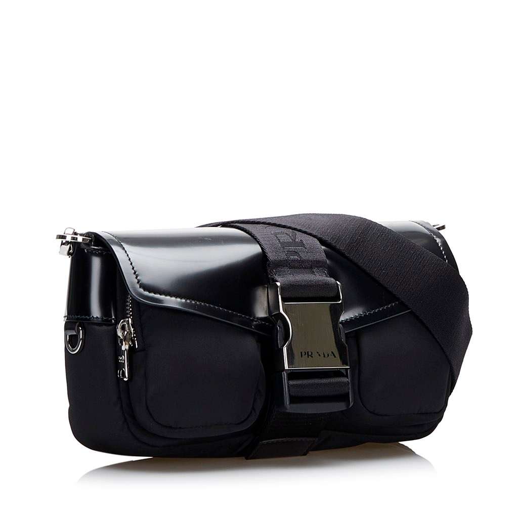 Prada Re-Nylon & Spazzolato Pocket Crossbody Black Very good condition - Back View