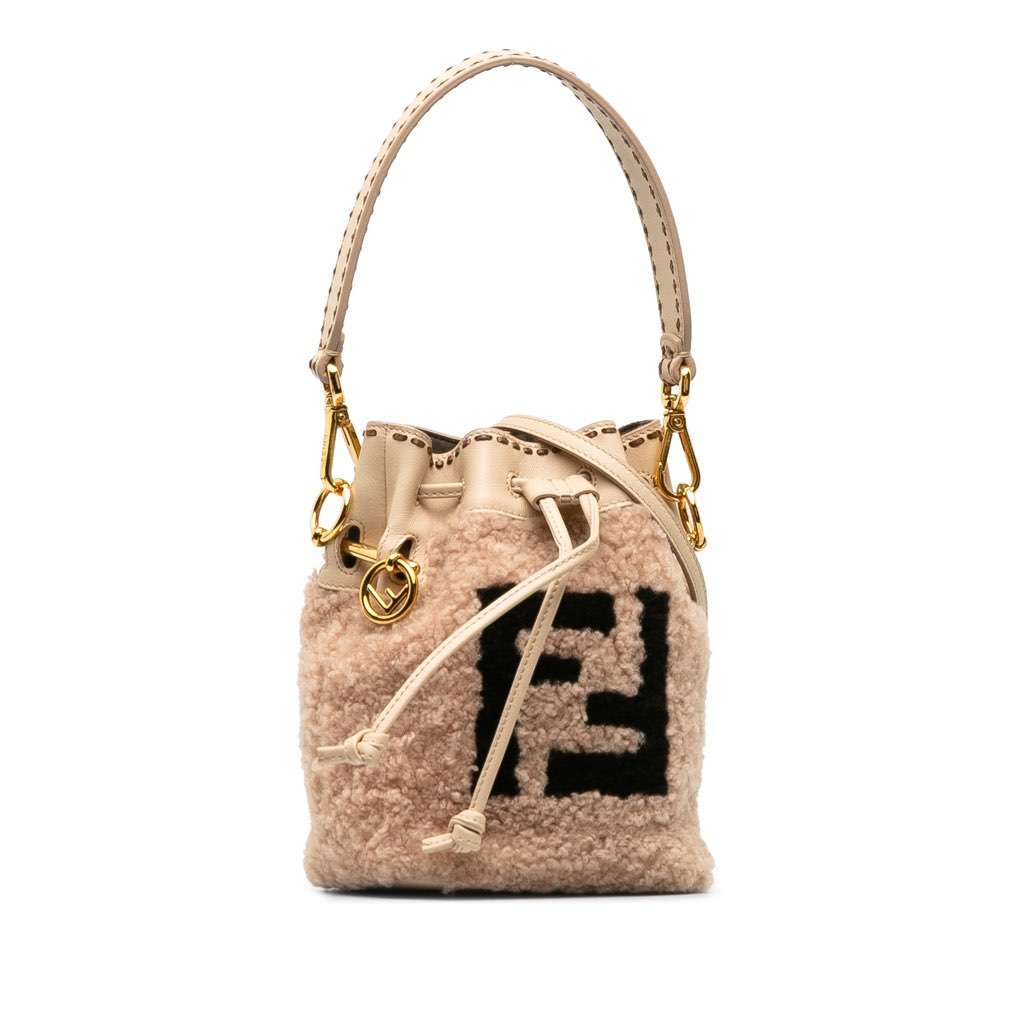 Fendi Shearling Mini Mon Tresor Bucket Bag Pink Very good - Back View