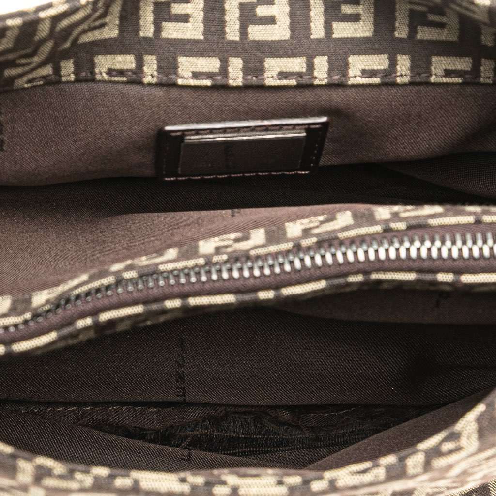 Fendi Zucchino Canvas Shoulder Bag Brown Canvas Good - Model View