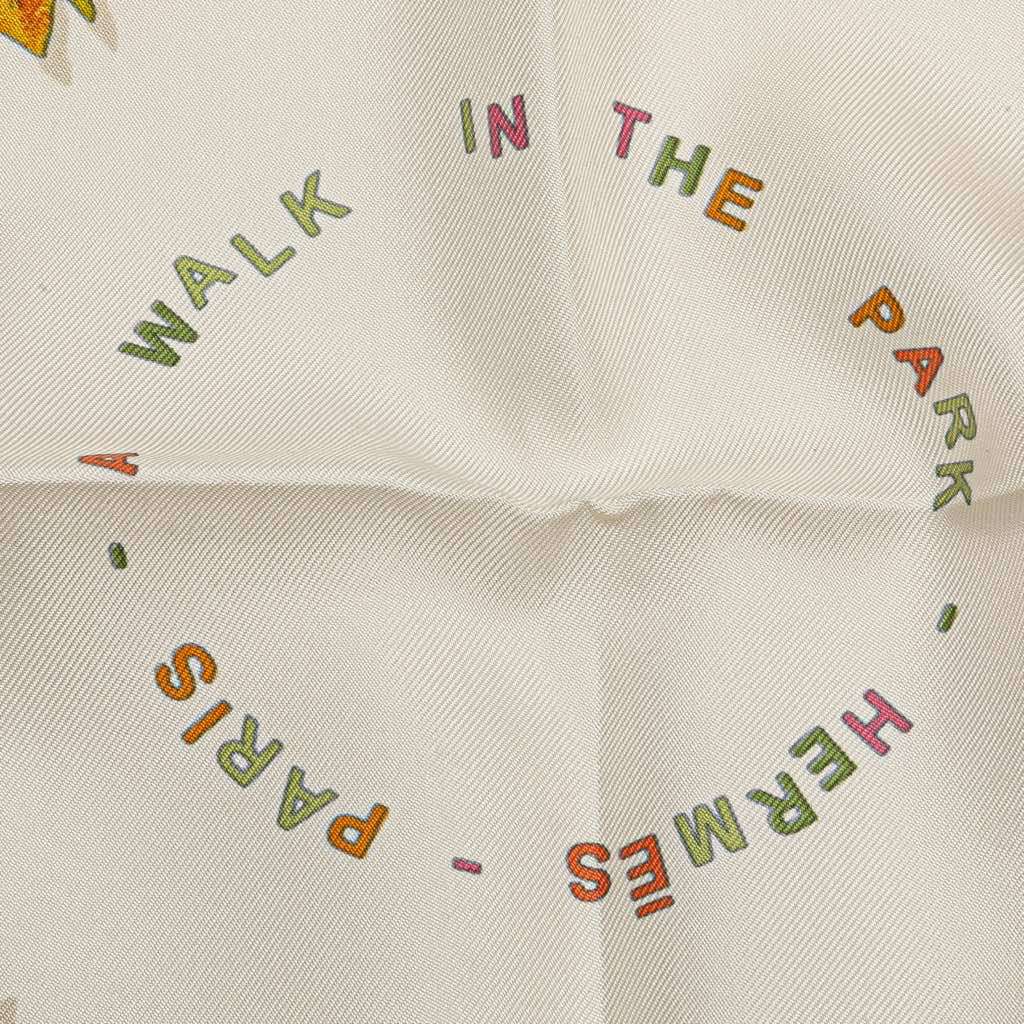 Hermès A Walk In The Park Silk Scarf White Silk Good condition - Back View