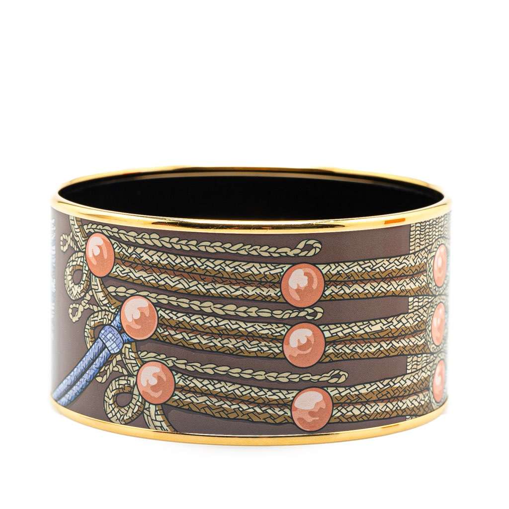 Hermès Extra Wide Brandebourgs Enamel Bangle 70 Brown Good condition - Inside View