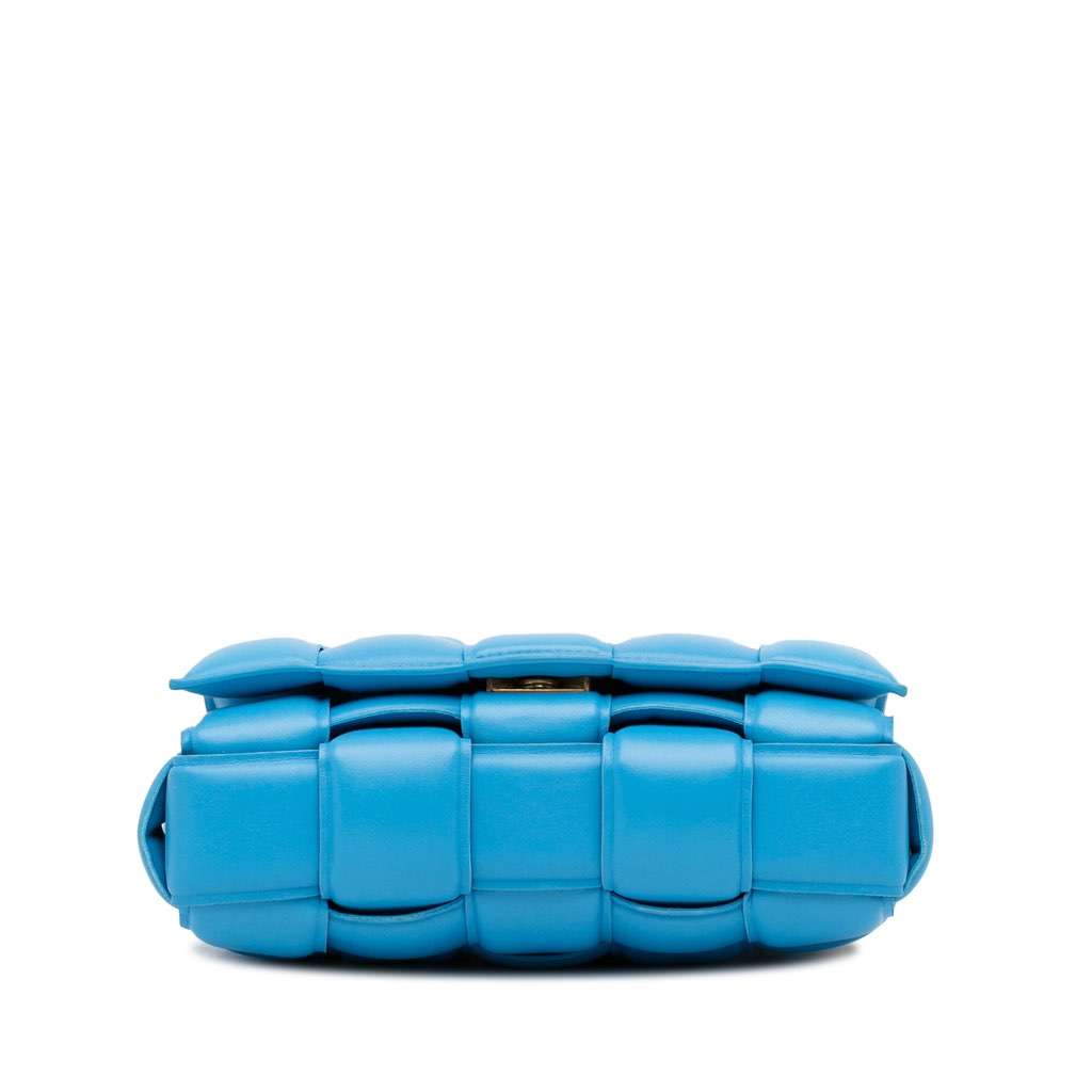 Bottega Veneta Nappa Intrecciato Padded Chain Cassette Satchel Blue Leather Very good - Box View