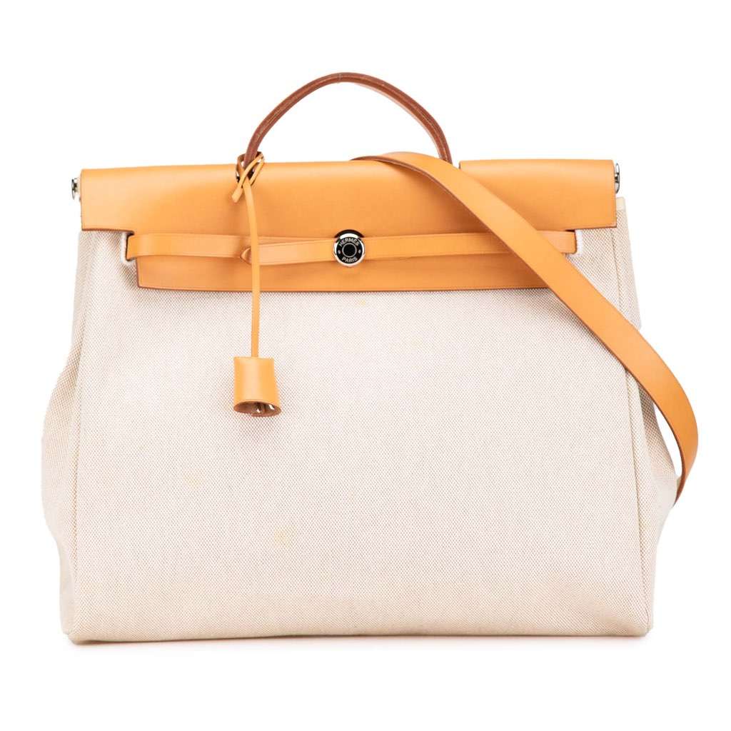 Hermès Toile Herbag MM Brown Canvas Fair condition - Front View