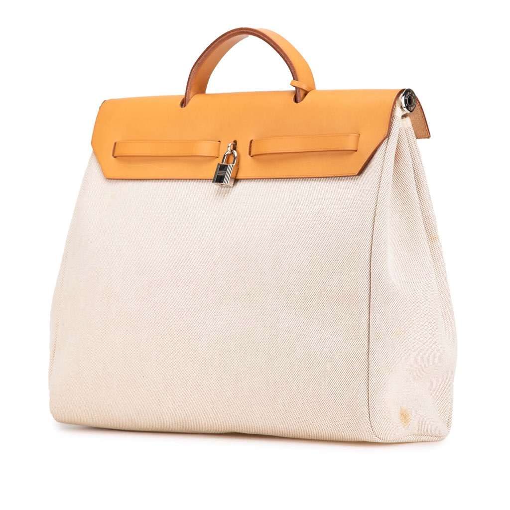 Hermès Toile Herbag MM Brown Canvas Fair condition - Back View