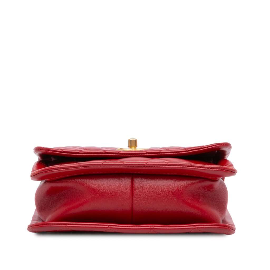 Chanel Mini Quilted Lambskin Soft Square Flap Red Leather Very good - Inside View