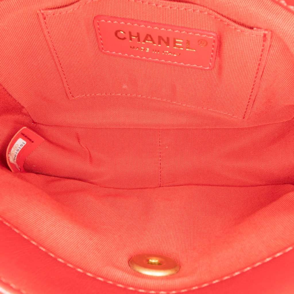 Chanel Mini Quilted Lambskin Soft Square Flap Red Leather Very good - Model View