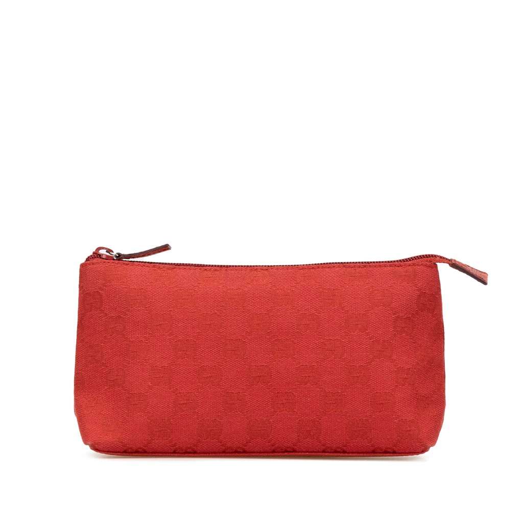 Gucci GG Canvas Cosmetic Pouch Red Canvas Good condition - Front View