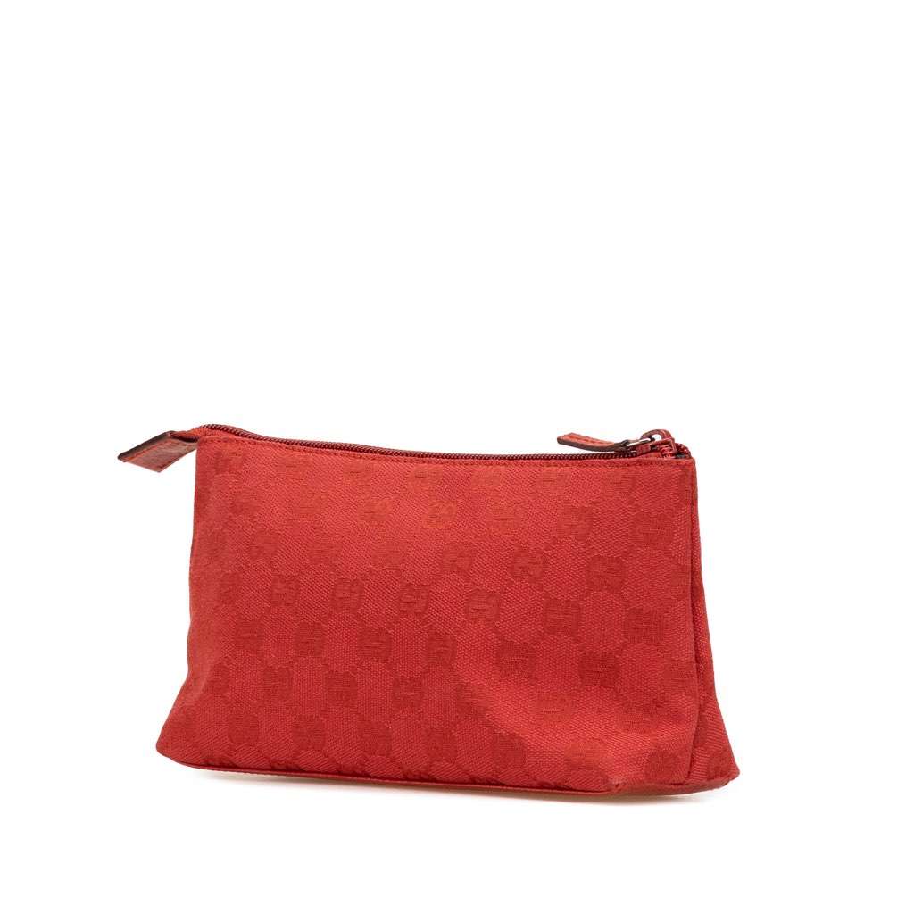 Gucci GG Canvas Cosmetic Pouch Red Canvas Good condition - Back View