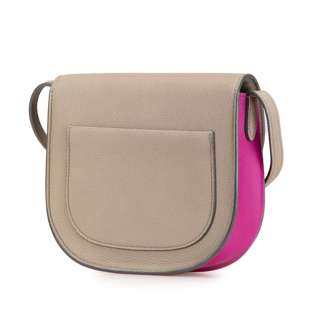 Celine Small Bicolor Leather Trotteur Crossbody Brown Leather Good - Back View
