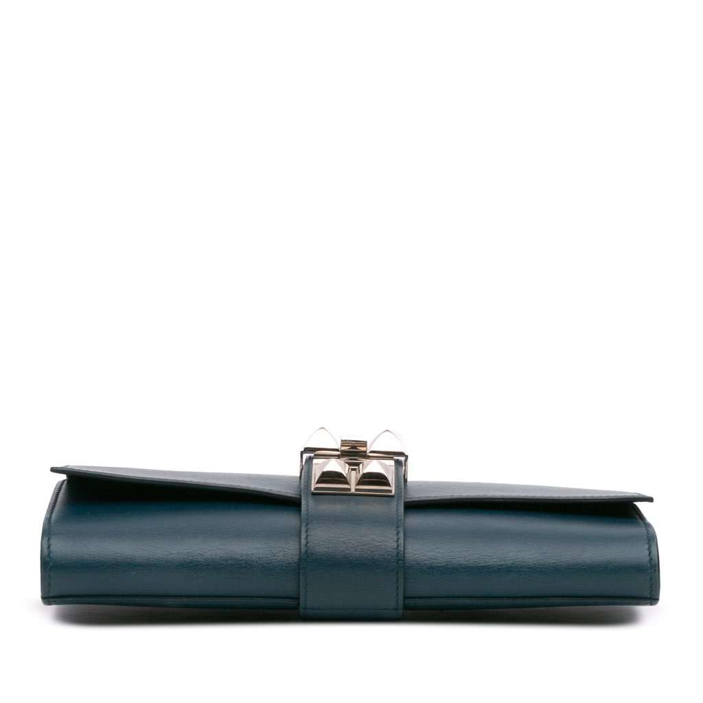 Hermès Tadelakt Medor Clutch 23 Blue Leather Good condition - Inside View