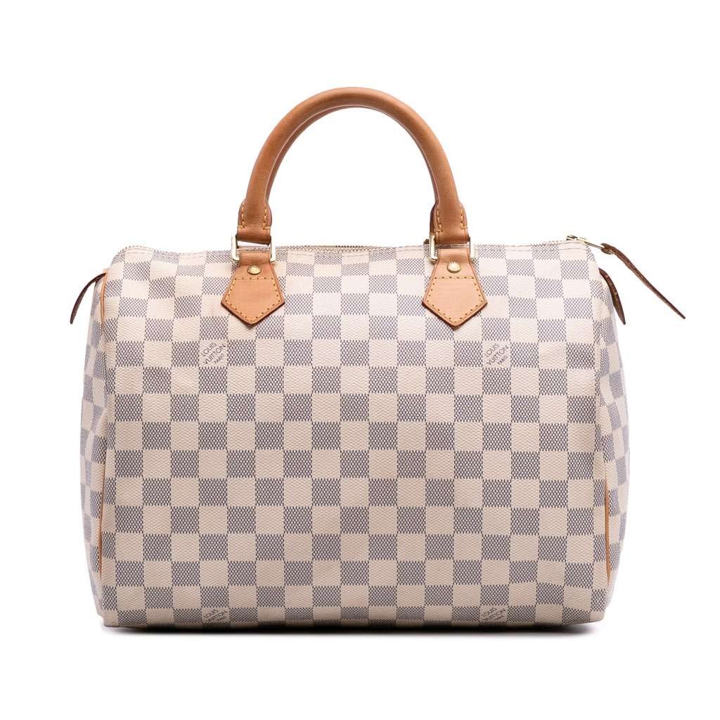 Louis Vuitton Damier Azur Speedy 30 White Canvas Good - Front View