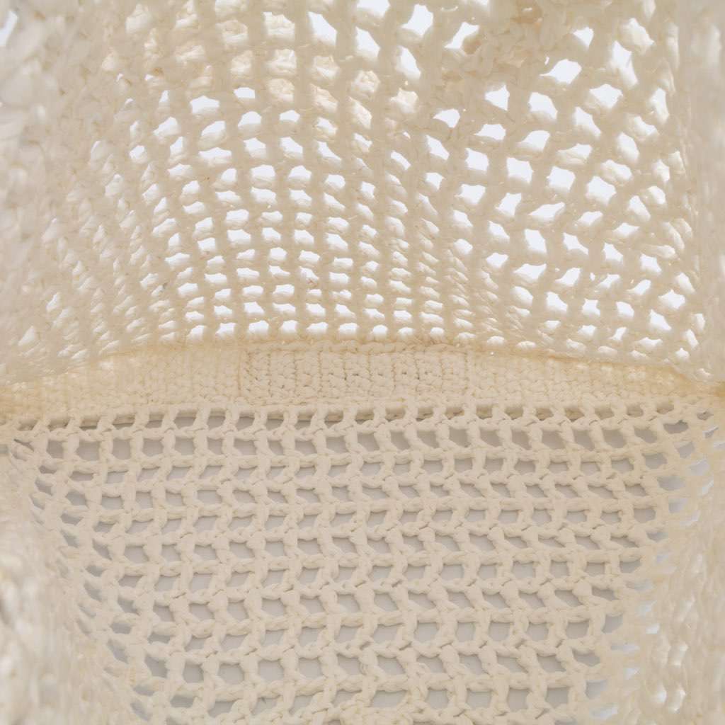 Prada Raffia Effect Crochet Logo Embroidered Tote White Good condition - Model View