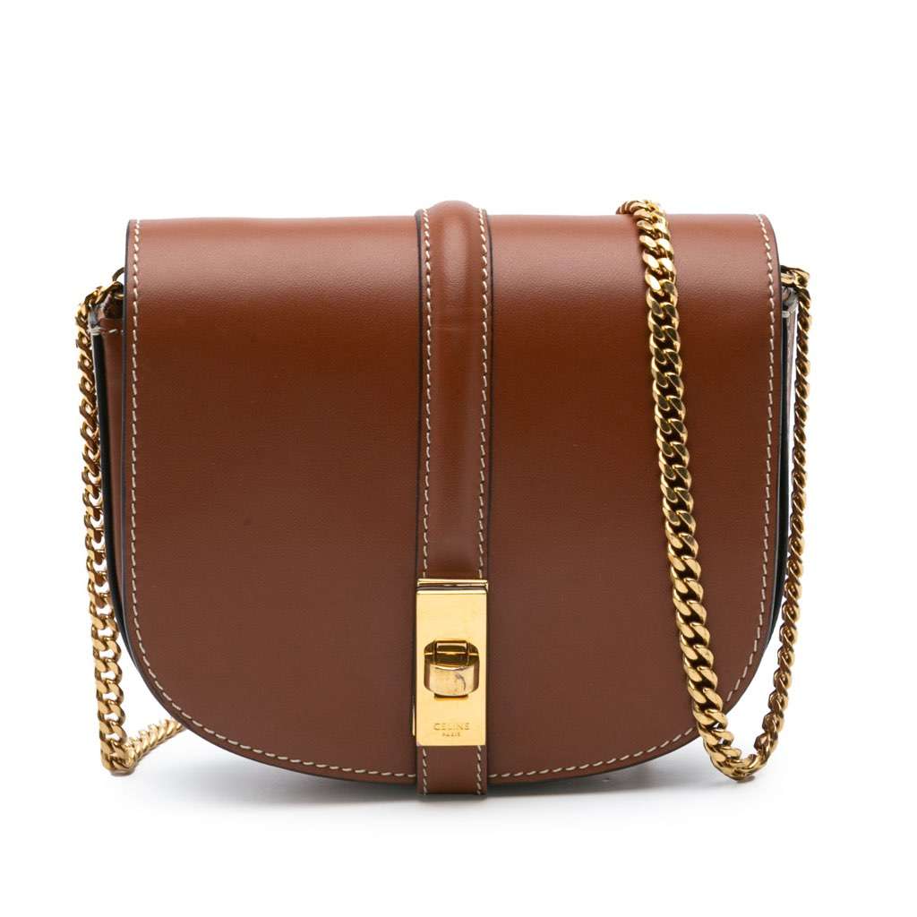 Celine Small Leather Besace 16 Wallet On Chain Brown Leather Very good condition - Front View