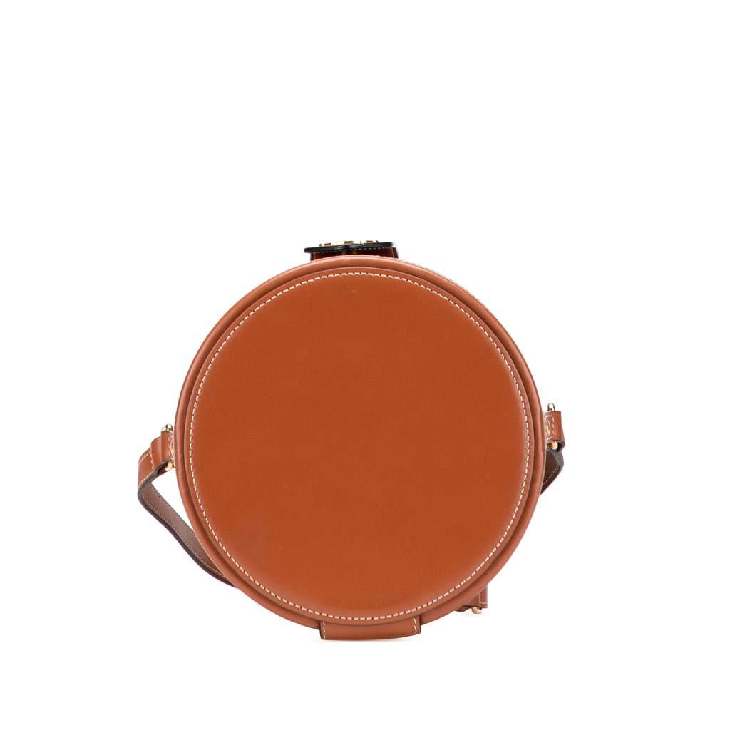 Celine Medium Triomphe Coated Canvas Tambour Crossbody Brown Canvas Very good - Inside View