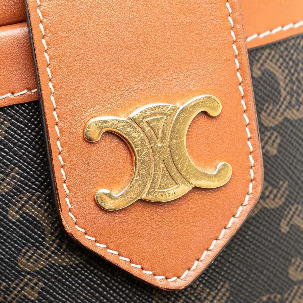 Celine Medium Triomphe Coated Canvas Tambour Crossbody Brown Canvas Very good - Box View