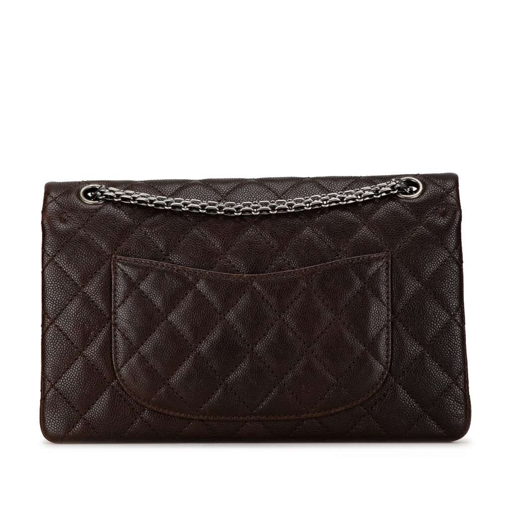 Chanel Caviar and Iridescent Calfskin Reissue 2.55 Double Flap 226 Brown Leather Very good condition - Inside View