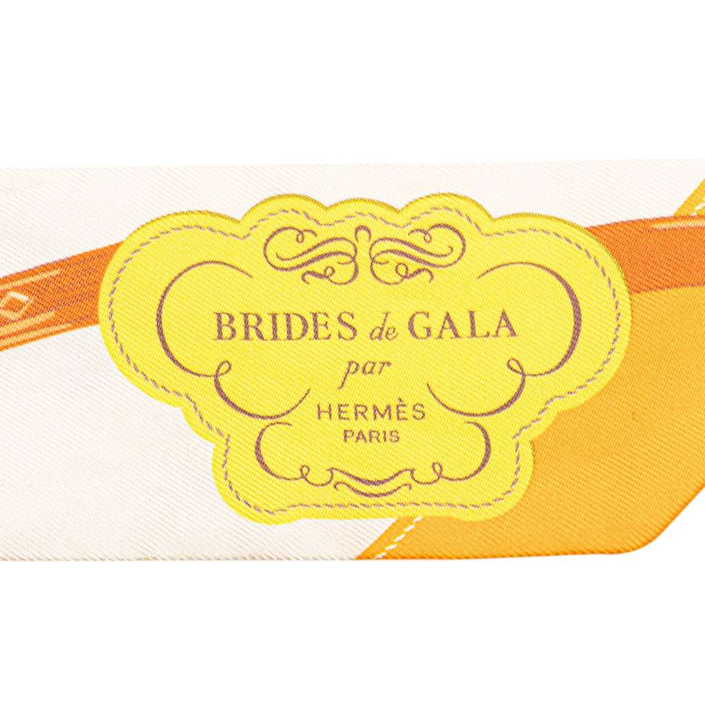 Hermès Brides De Gala Twilly Silk Scarf White Silk Good condition - Back View