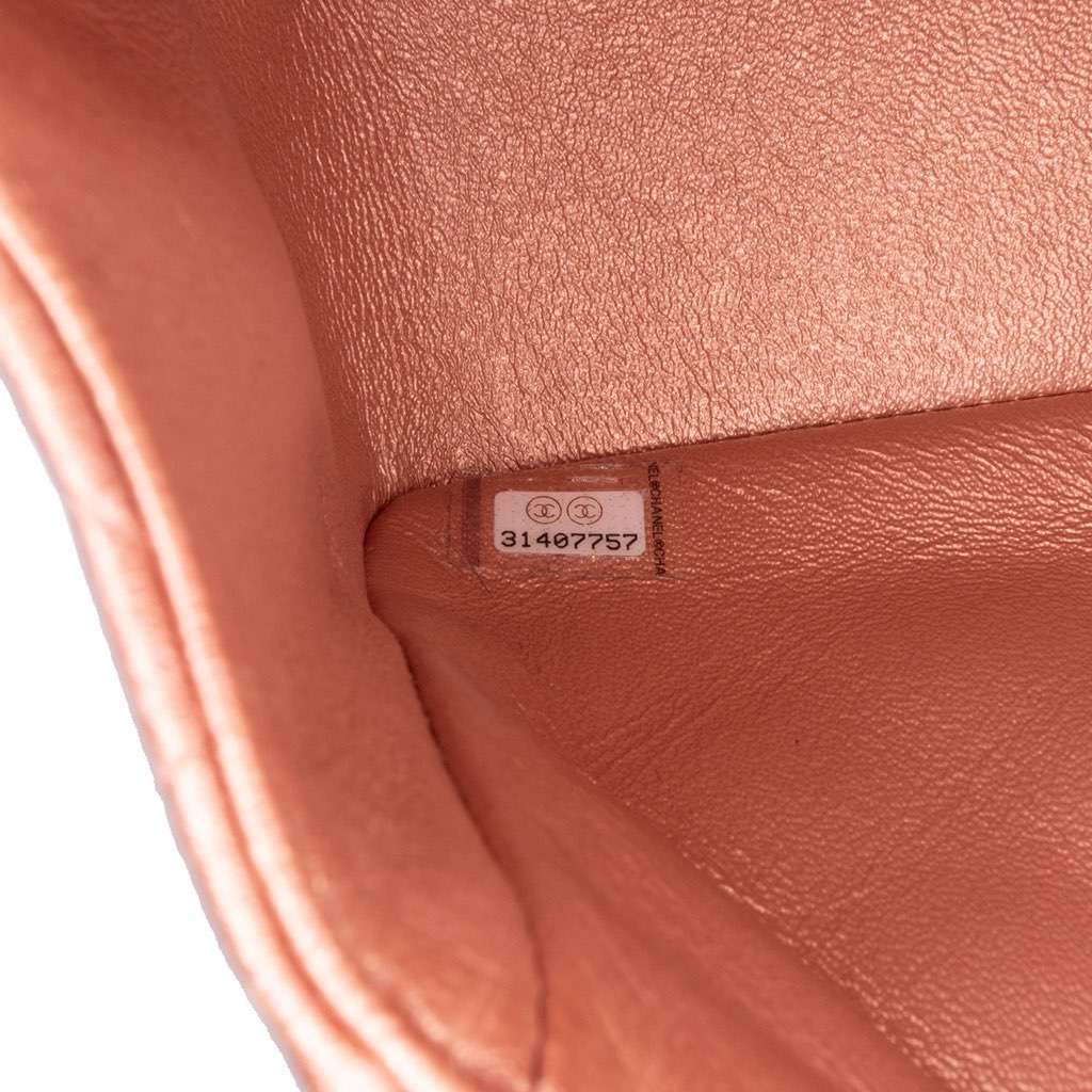 Chanel Mini Square Iridescent Calfskin Flap Orange Leather Good - Box View