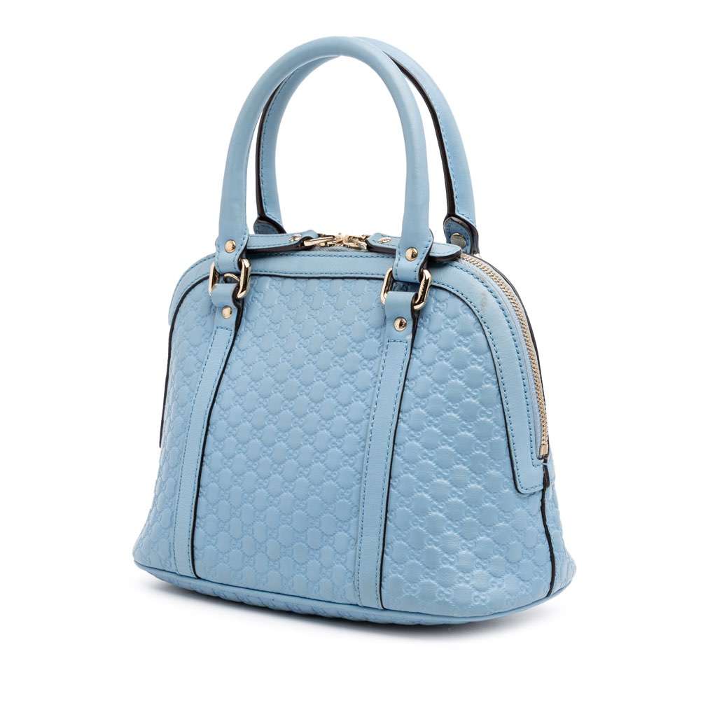 Gucci Mini Microguccissima Dome Satchel Blue Leather Good - Back View
