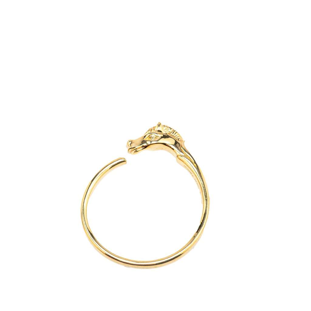 Hermès Gold Plated Tete de Cheval Horse Bangle Gold Metal Good condition - Front View