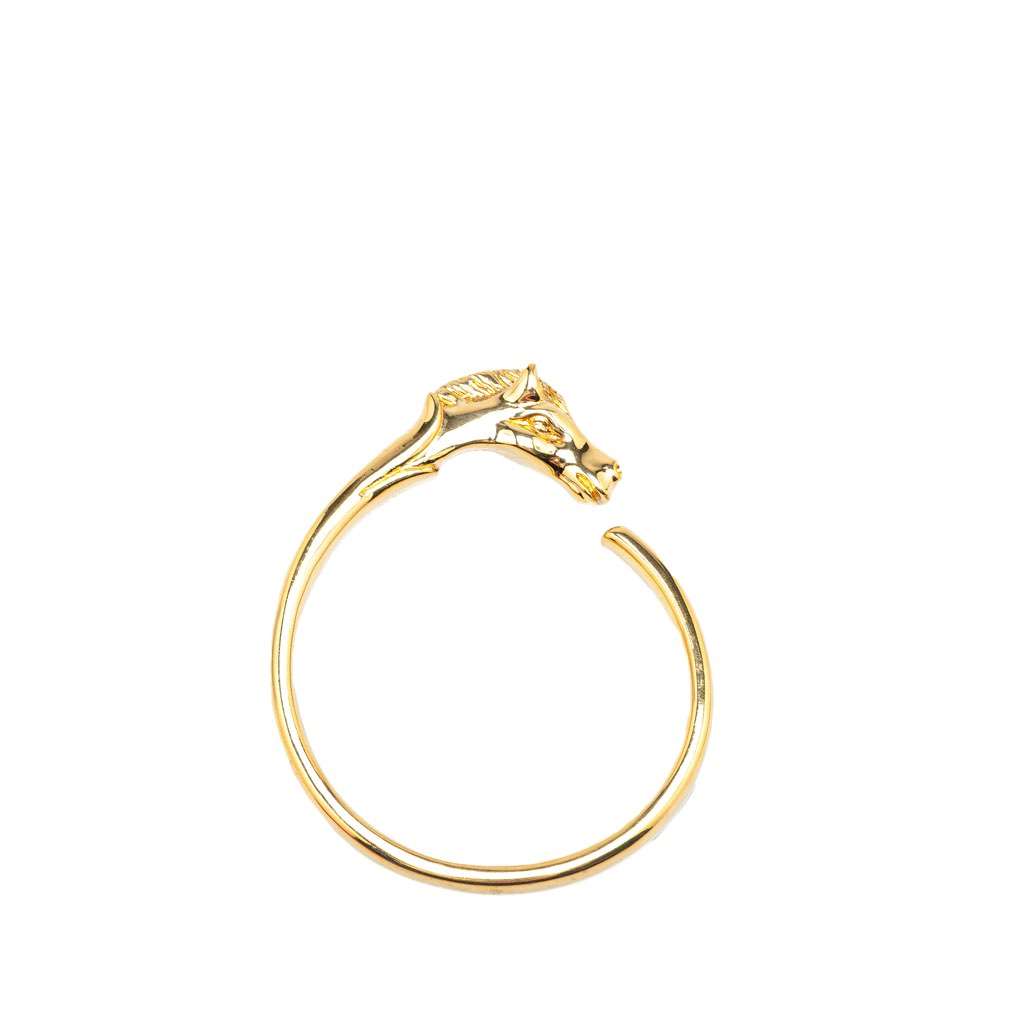Hermès Gold Plated Tete de Cheval Horse Bangle Gold Metal Good condition - Back View