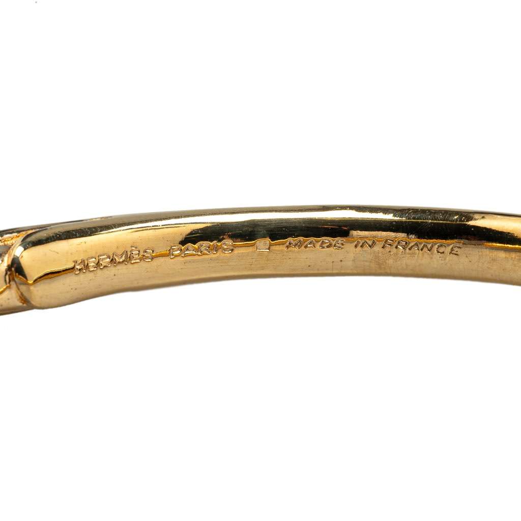Hermès Gold Plated Tete de Cheval Horse Bangle Gold Metal Good condition - Box View