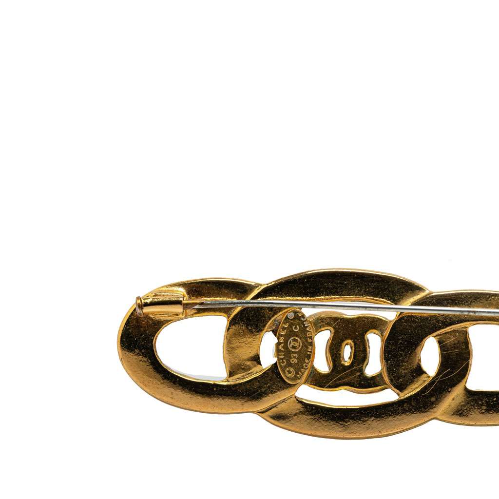 Chanel Gold Plated Enamel CC Brooch White Metal Good condition - Inside View