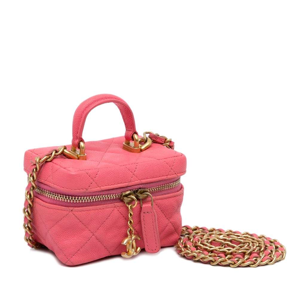 Chanel Micro Caviar Chain Vanity Bag Pink Leather Very good - Back View