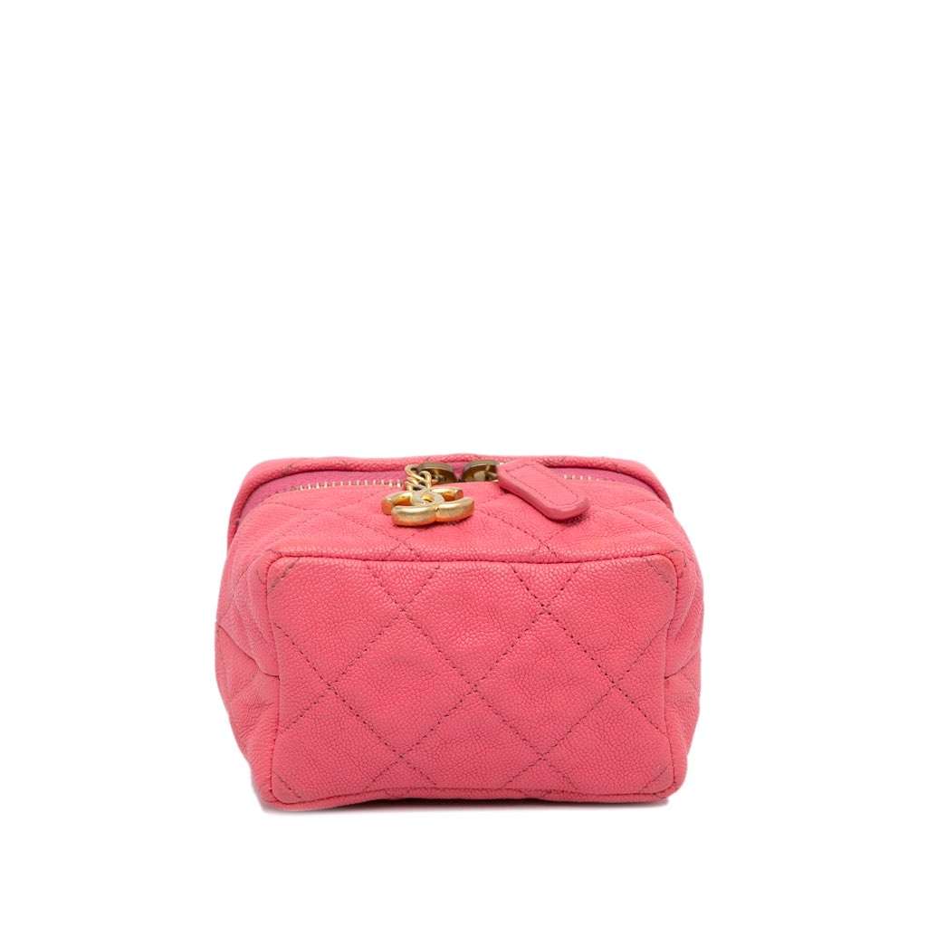 Chanel Micro Caviar Chain Vanity Bag Pink Leather Very good - Box View