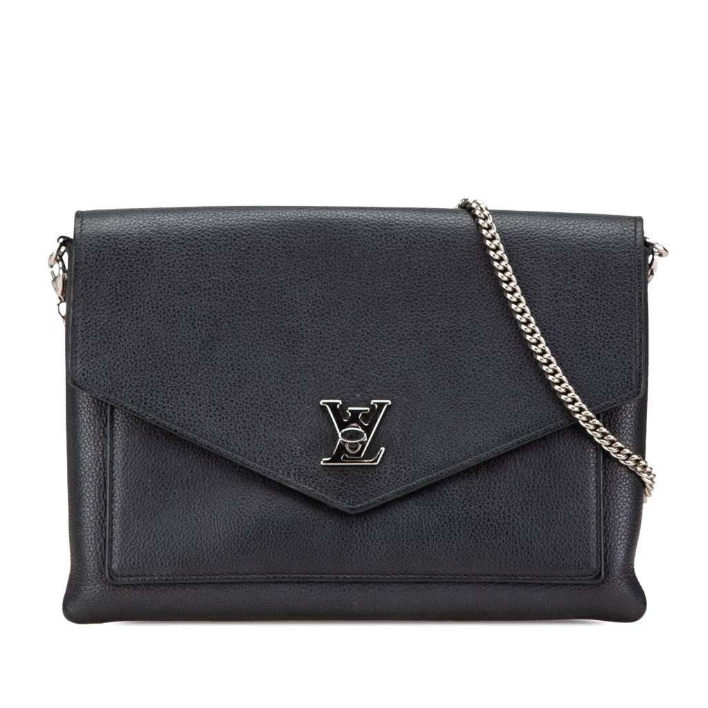 Louis Vuitton MyLockMe Chain Pochette Black Leather Good - Front View