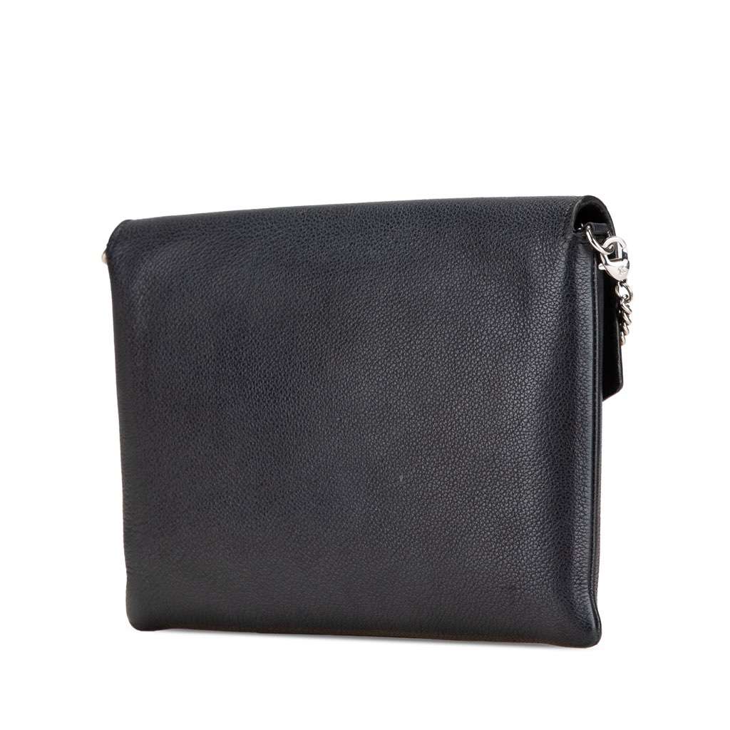 Louis Vuitton MyLockMe Chain Pochette Black Leather Good - Back View
