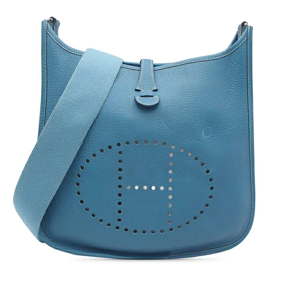 Hermès Clemence Evelyne I GM Blue Leather Very good - Front View