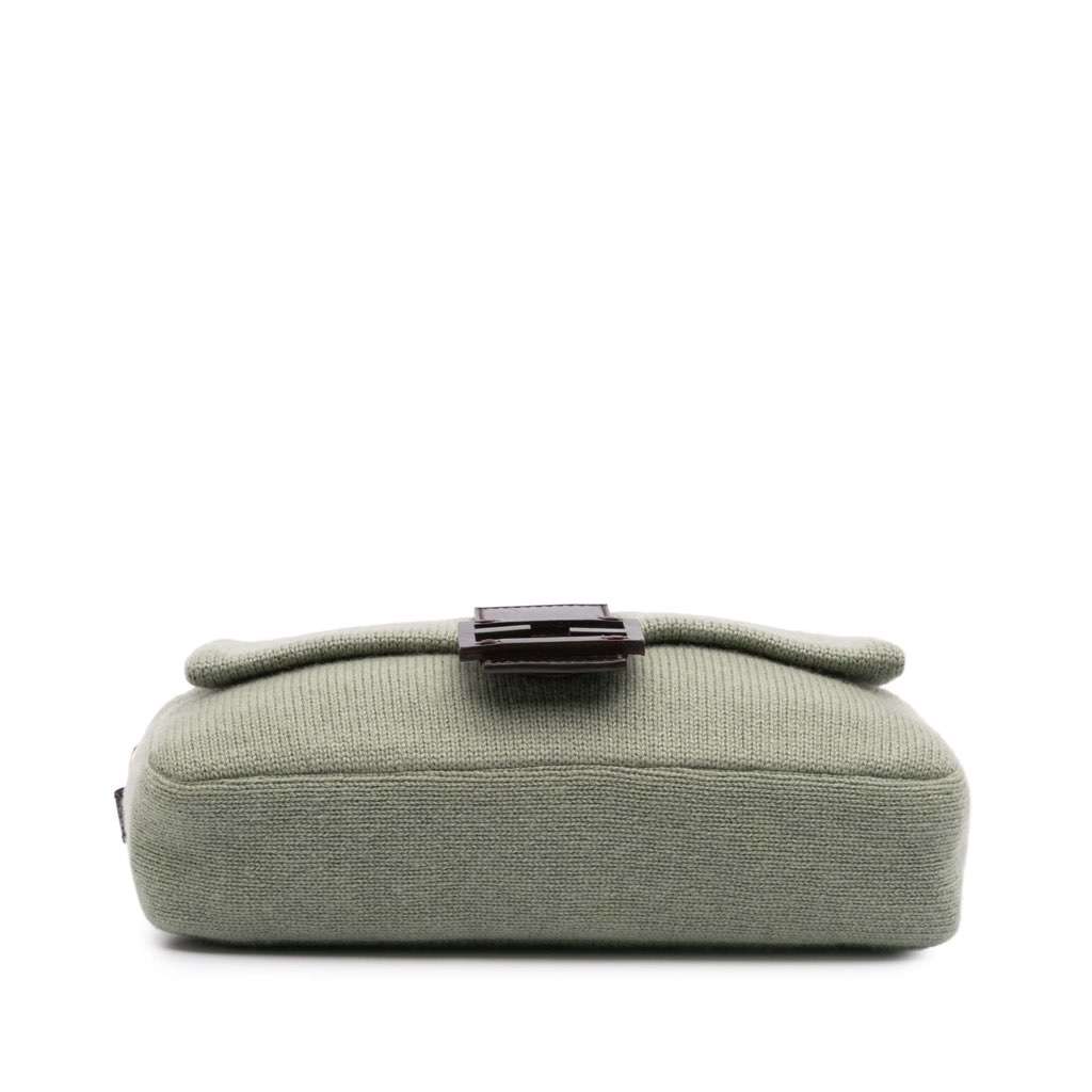 Fendi Cashmere Baguette Satchel Green Wool Good - Inside View