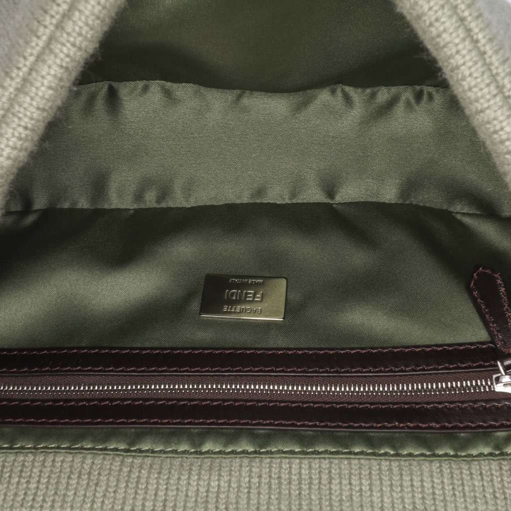 Fendi Cashmere Baguette Satchel Green Wool Good - Model View