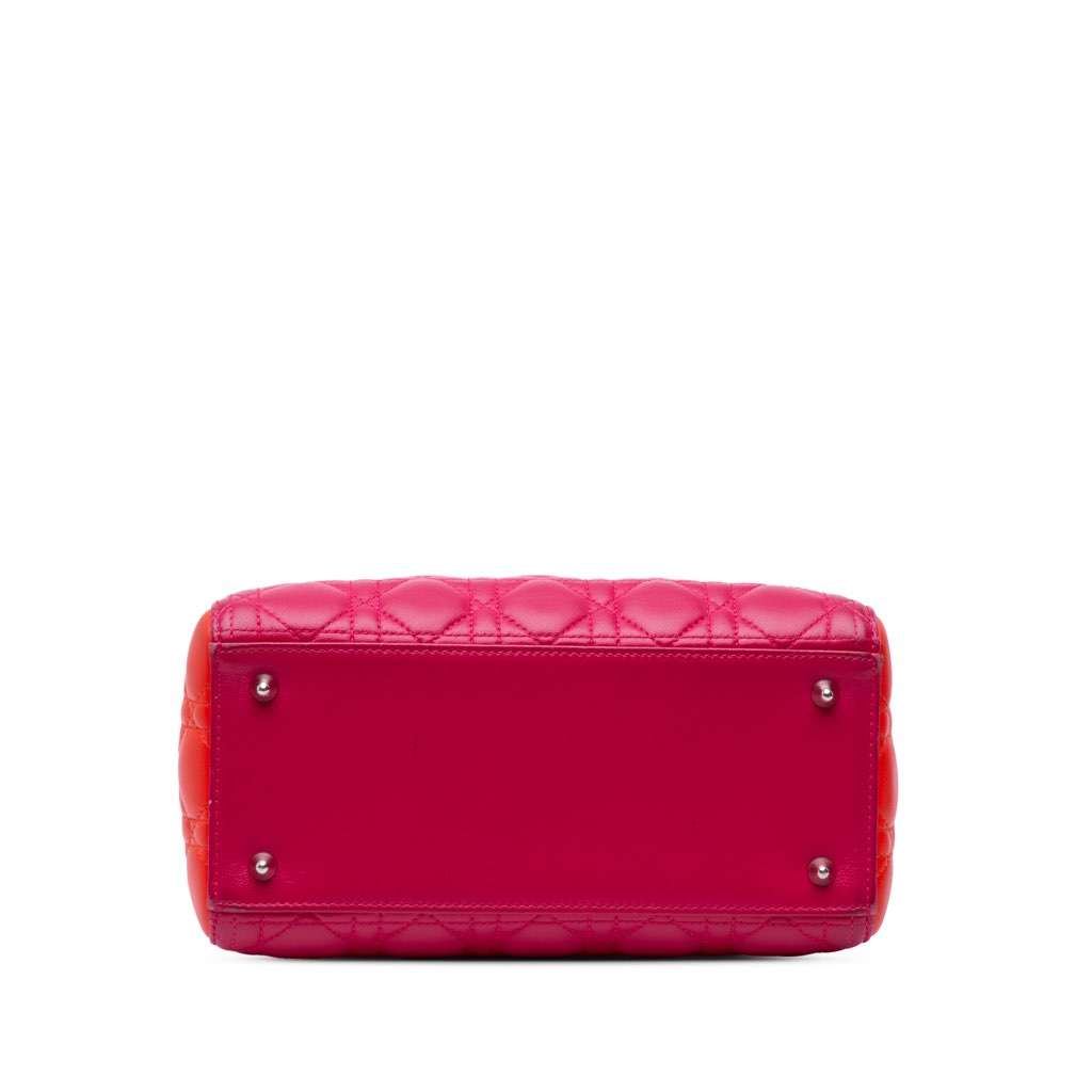 Dior Medium Tricolor Lambskin Cannage Lady Dior Pink Leather Very good - Inside View
