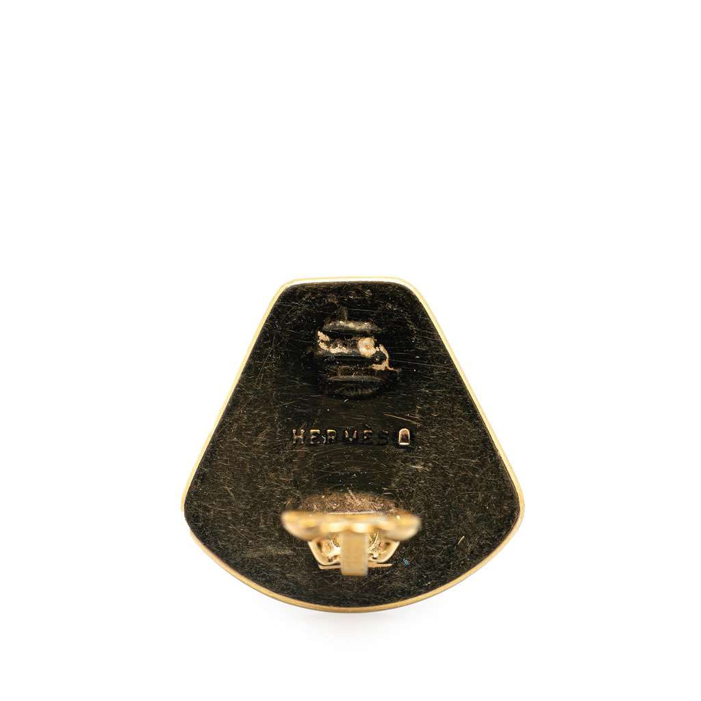 Hermès Royal Tiger Cloisonne Enamel Clip On Earrings Black Good condition - Inside View