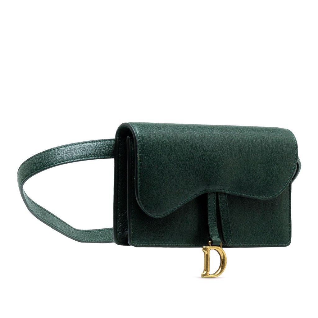 Dior Leather Saddle Belt Bag Green Leather Good - Back View